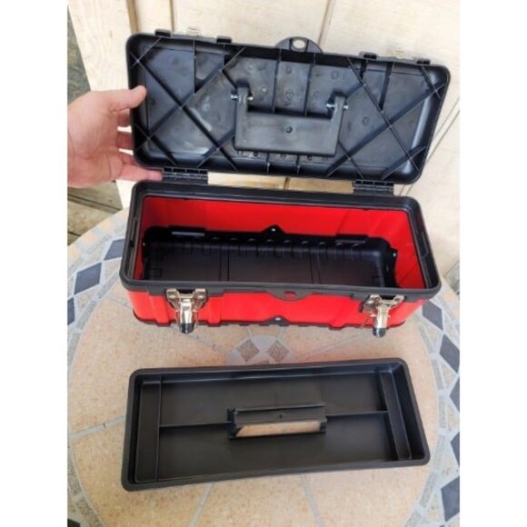 15.5- Inch Small Portable Tool Box Organizer with Built-in Short Non-slip Handle - Picture 2 of 2